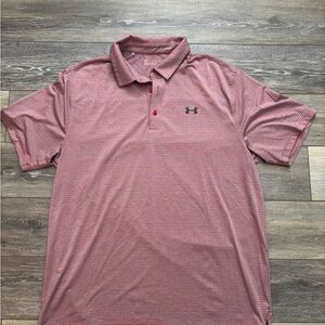Under Armour Men's Polo in Red with Subtle Stripes